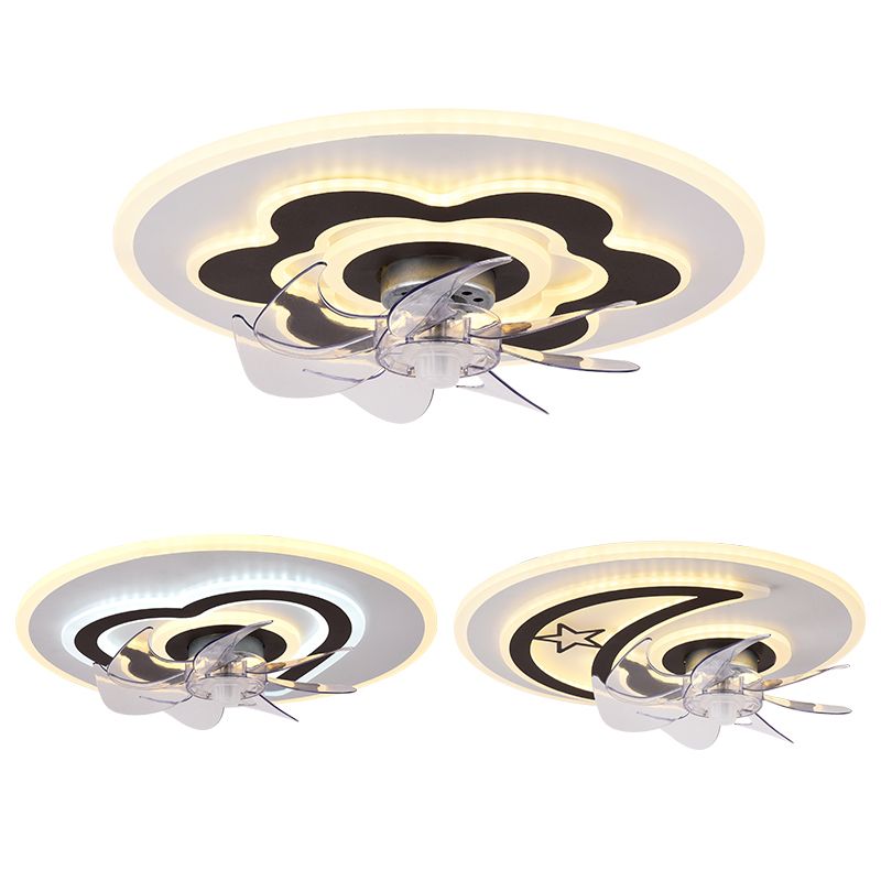 Kids Creative LED Ceiling Fan Light Iron Circular Ceiling Fans with Acrylic Shade