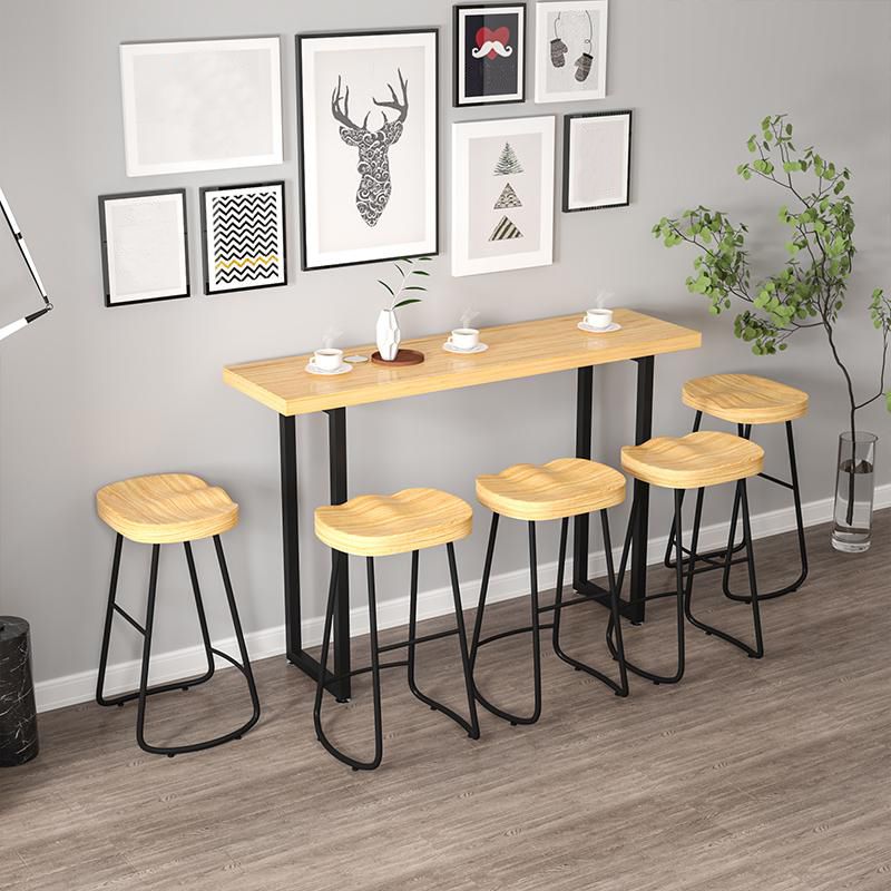 White and Black Glam Style Bar Table in Wood and Metal Milk Tea Shop Bar Table