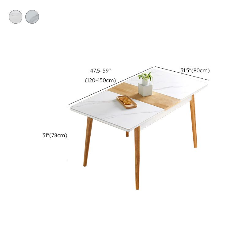 7 Pieces Modern Style White Top Solid Wood Base Dining Set for Home