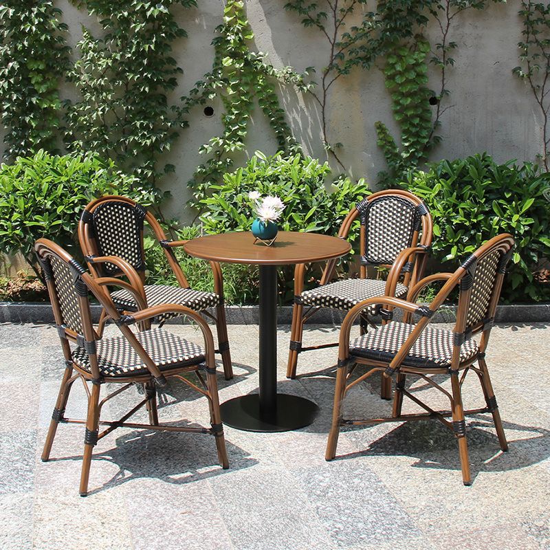 Stacking Armchair Tropical Rattan Dining Armchair with Upholstered