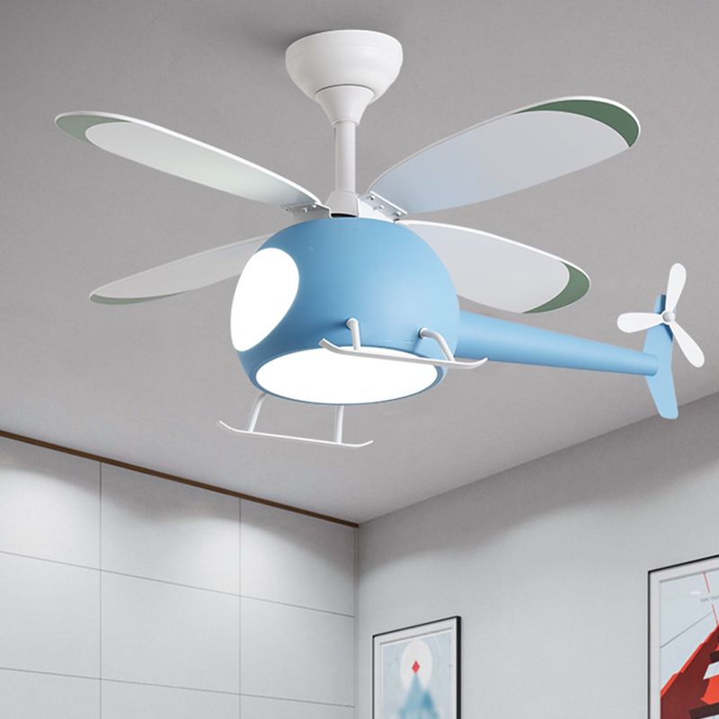 Children Style Ceiling Fan Light LED Fan Light with Acrylic Shade for Bedroom