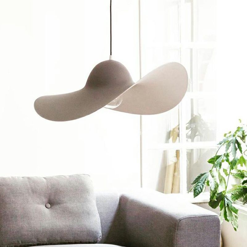 Lampada a sospensione a forma di cappello a tesa larga Elish PU Minimalista PU Single Living Light