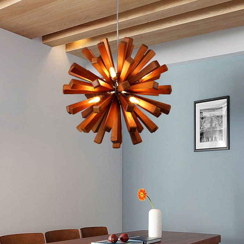 Éclairage de plafond de pissenlit en bois luminaire de lustre de style nordique pour restaurant