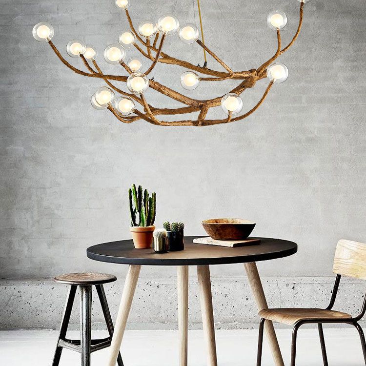 Contemporary Creative Branch Chandelier Pendant Light Clear Glass Ceiling Lights Fixture for Coffee Shop