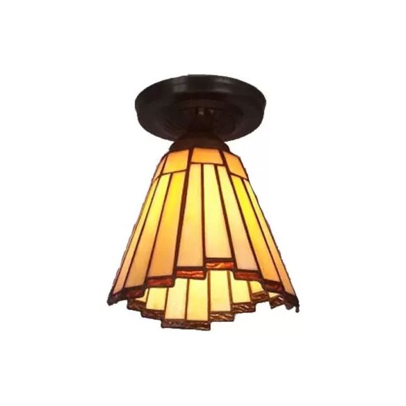 Buntglas Deckenleuchte, Mini Coolie Semi Flush Mount Light für Flur Tiffany Style, H8 "X D6"