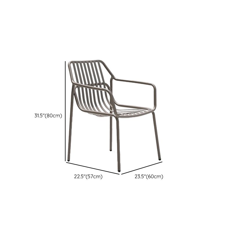 Tropical Patio Dining Side Chair Metal With Arm with Cushion Outdoor Bistro Chairs