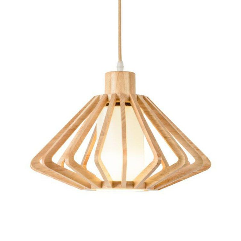 Lumière pendentif effilée en bois contemporain à un seul bulbe de suspension