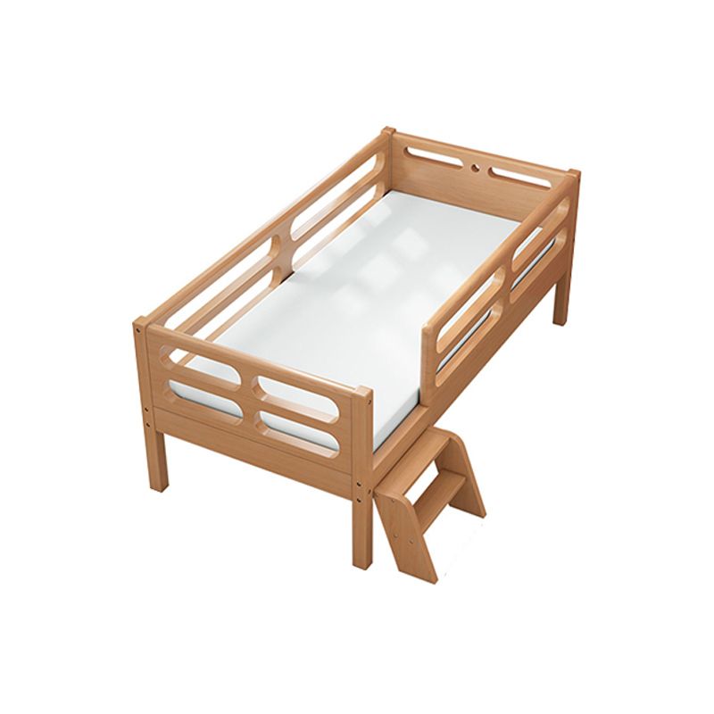 Washed Natural Baby Crib Solid Wood Contemporary with Guardrail