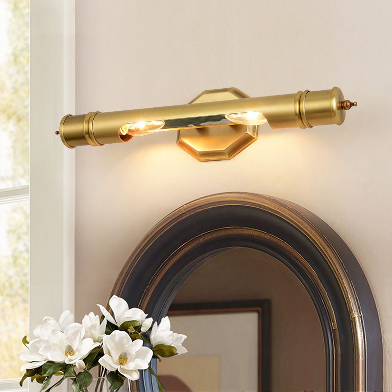 Linear Shade 1-Light Wall Sconce Post-Modern Simple Style Mirror Wall Lighting in Gold