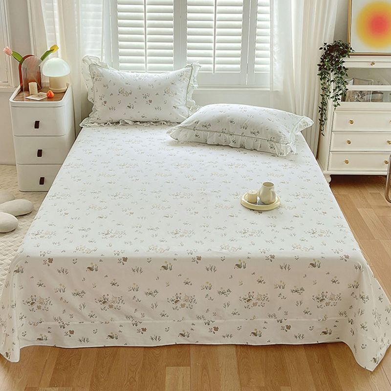 Floral Print Bed Sheet Set Modern Spring Cotton Fitted Sheet