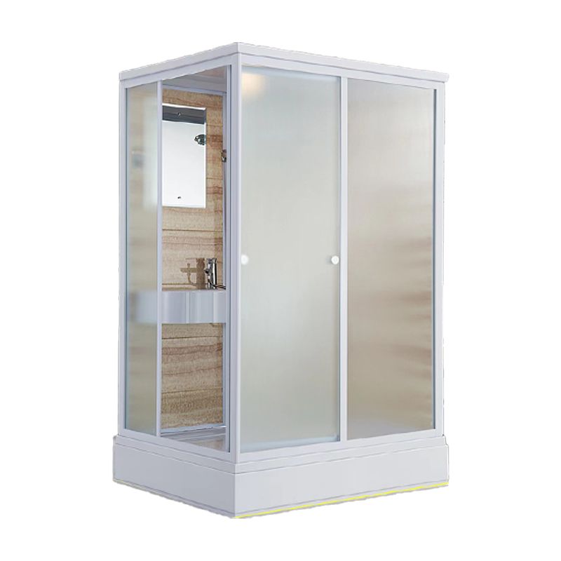 Contemporary Shower Stall Frosted Tempered Glass Rectangle Shower Stall with Ceiling