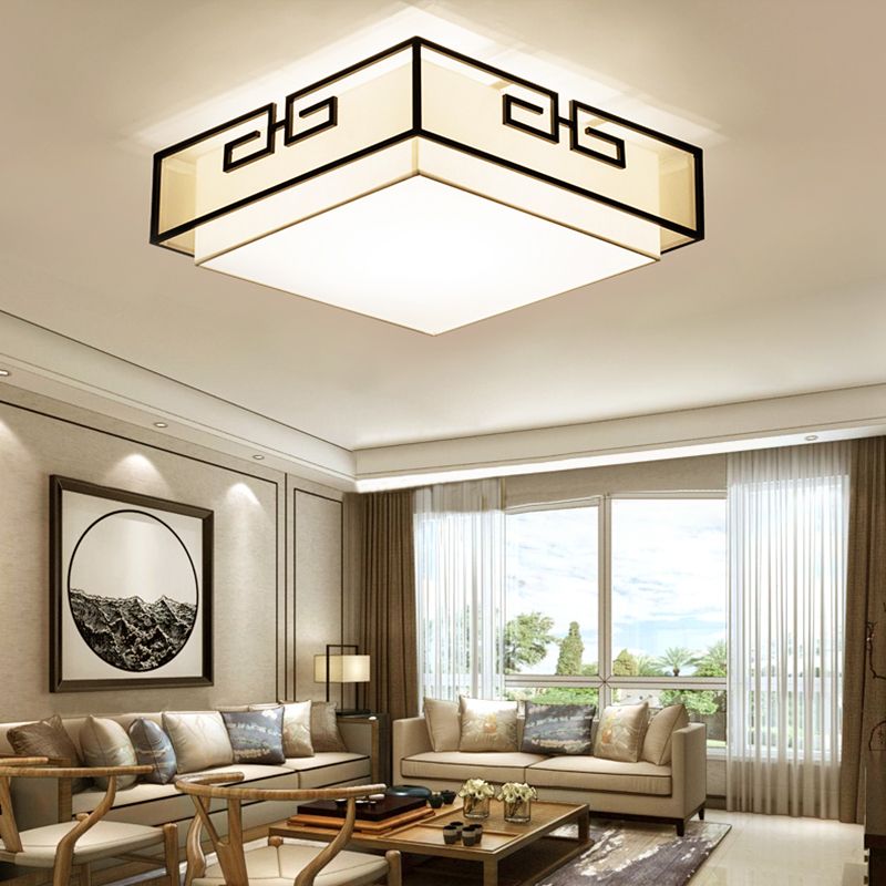 Fabric Geometric Flush Mount Light Modern Multi Lights Flush Mount Light Fixture in White