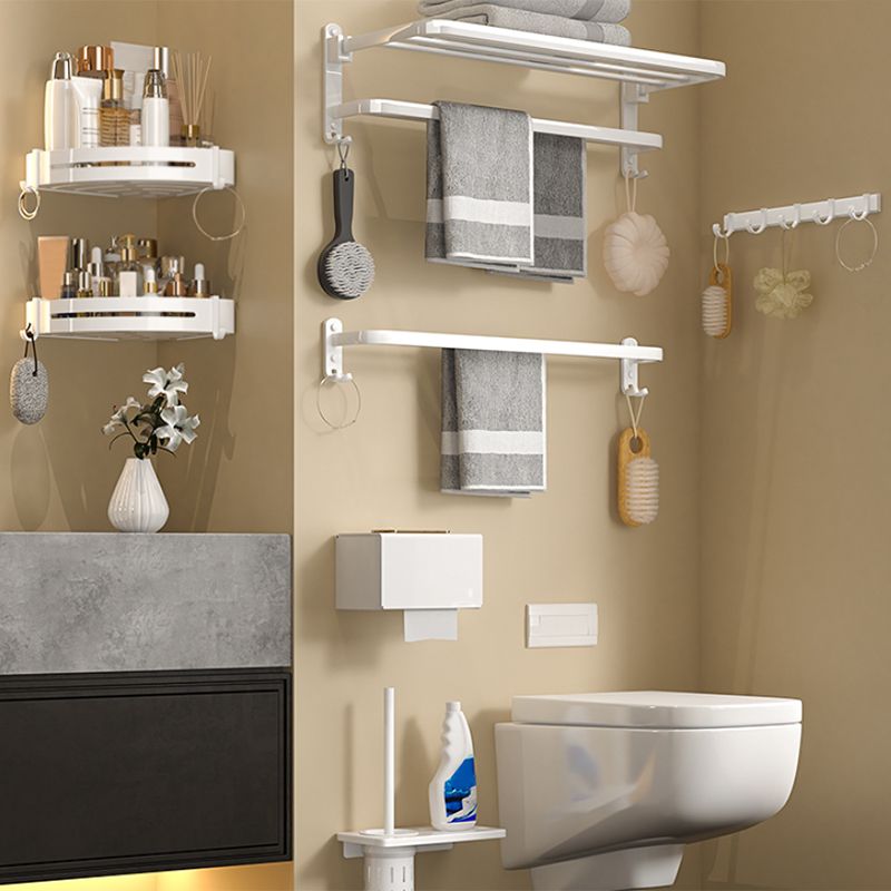 Modern White Bathroom Accessory Kit Bath Shelf Towel Bar Bath Hardware Set