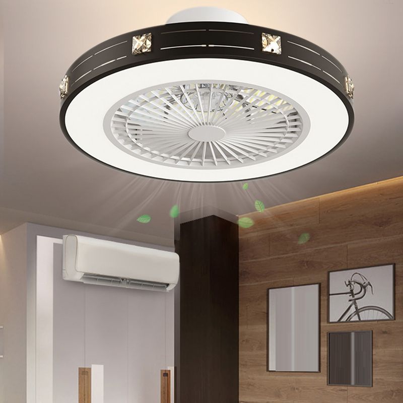 Circular Metal Ceiling Fan Modern 1 Light Ceiling Mount Fans Fixtures for Living Room