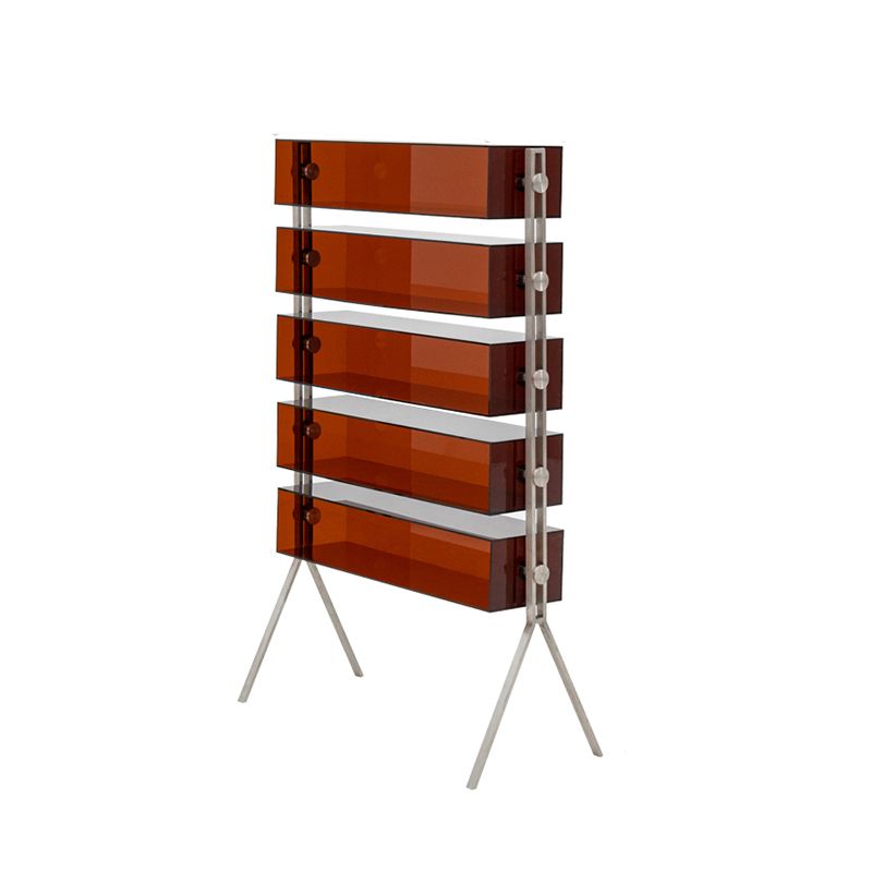 Modern Living Room Display Stand Acrylic Open Storage with Stainless Steel Legs