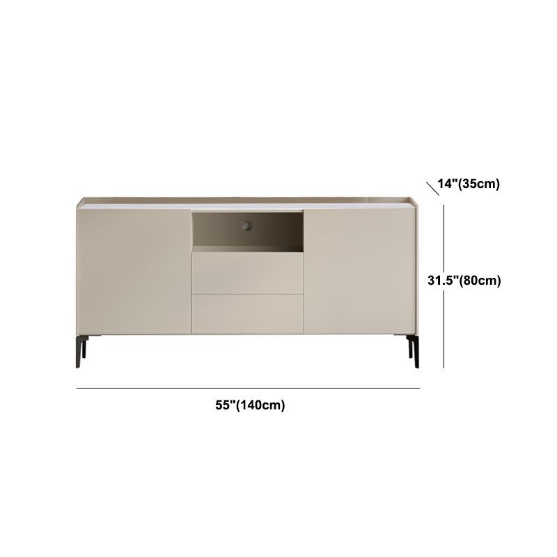 31.5" H Stone & Wood TV Console Modern 2-Door and Drawers TV Stand