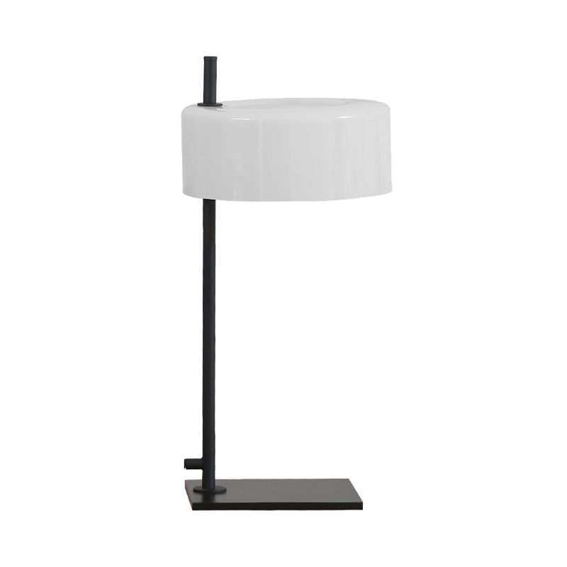 1 Bulb Living Room Desk Light Modern White and Black Table Lamp with Drum Metal Shade