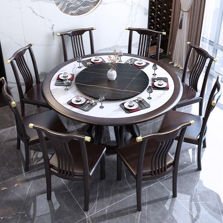 Round Dining Table with Wooden Pedestal Tradition Dinette Table for Home