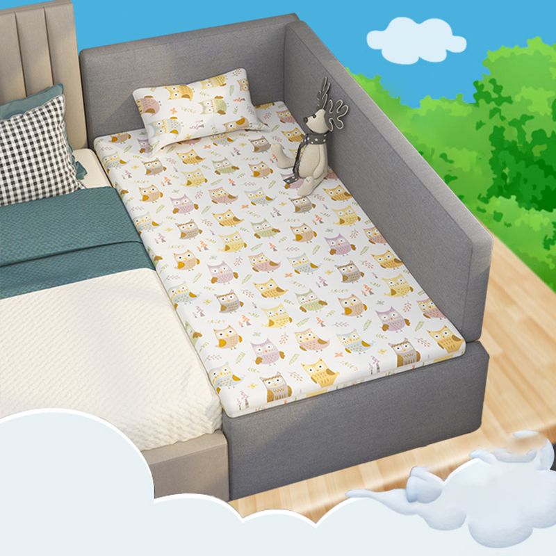 Modern Upholstered Toddler Kids Bed Headboard Bed with Guardrail