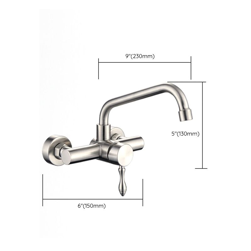 Modern Faucets 1-Handle and 2-Hole Stainless Steel Spring Spout Bar Faucet