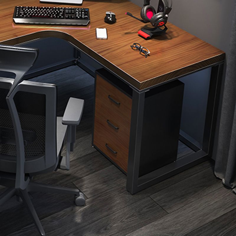 Modern Solid Wood Computer Desk L-Shape Base Home Office Desk