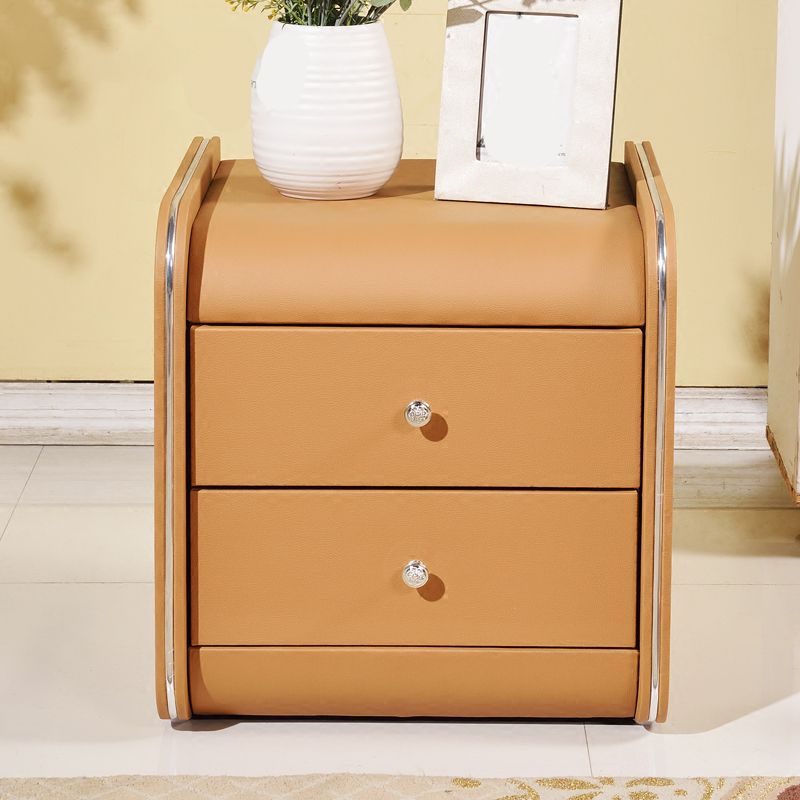 Rectangular 2 Drawers Nightstand Contemporary 18.9" H Night Table