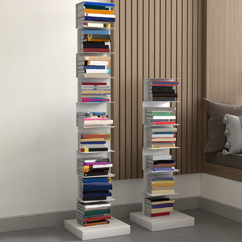 White/Black Corner Shelf Bookcase Modern Metal Bookcase Multi Tiers Closed Back