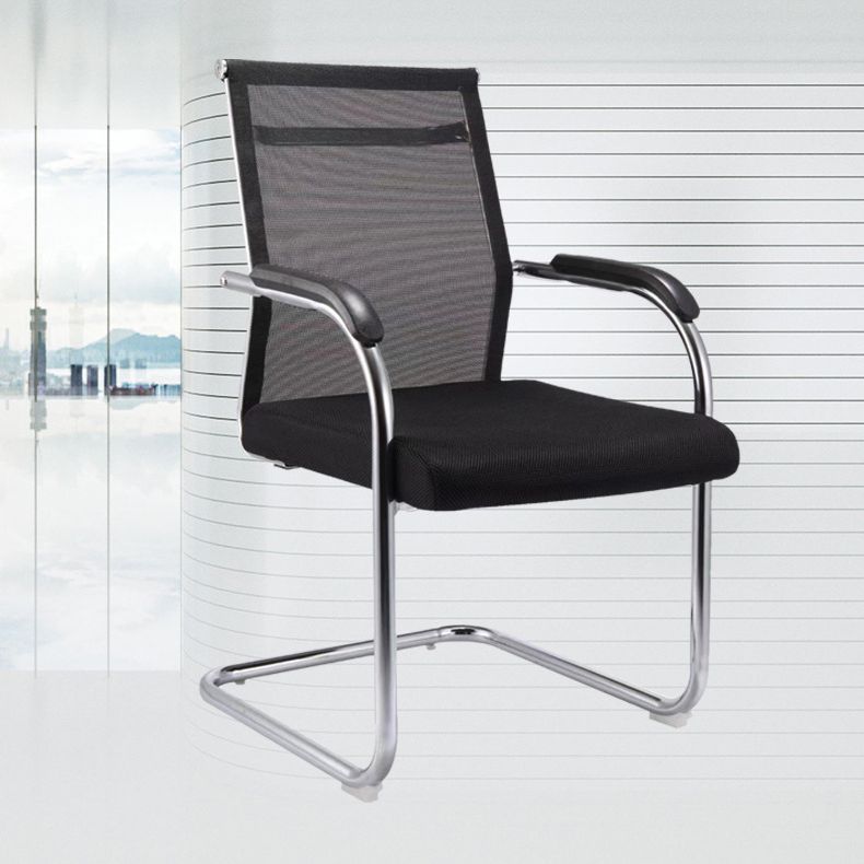 Modern Fixed Arms Office Chair No Wheels Lumbar Support Office Chair