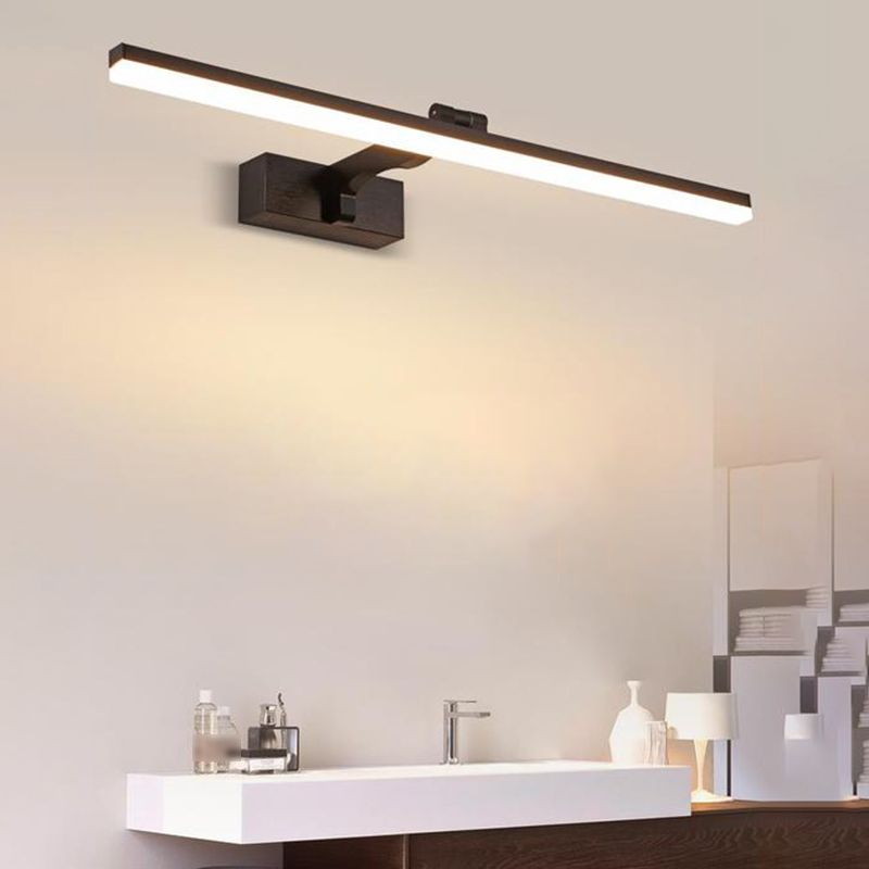 Modern Aluminum Vanity Light Straight 1 Light Mirror Light in Black for Bathroom