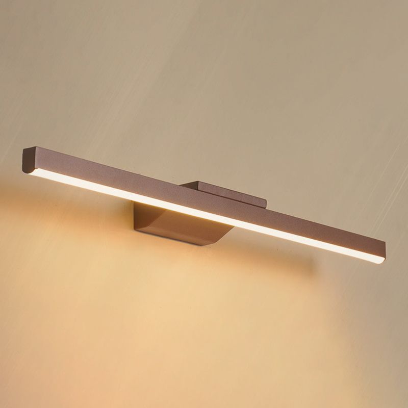 Metal Linear Shape Mirror Wall Light Modern 1 Light Mirror Wall Mount Fixture in Brown