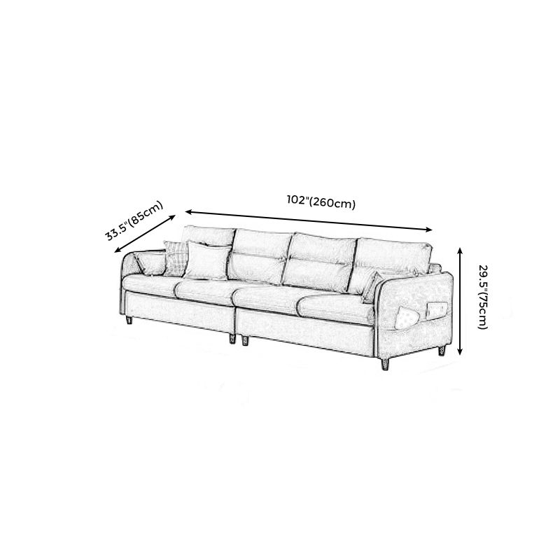 Sofá moderno de brazo cuadrado de 4 asientos de almohada cosida con almacenamiento
