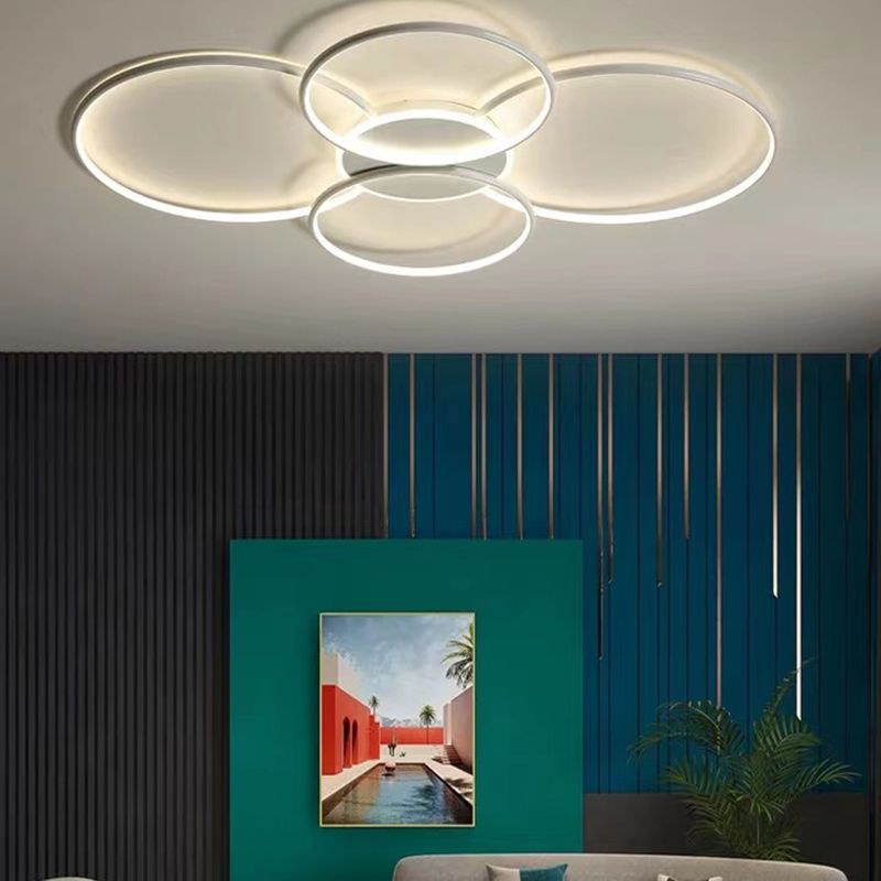 Black / White 5 - Light Flush Mount LED Ring Modern Ceiling Fixture