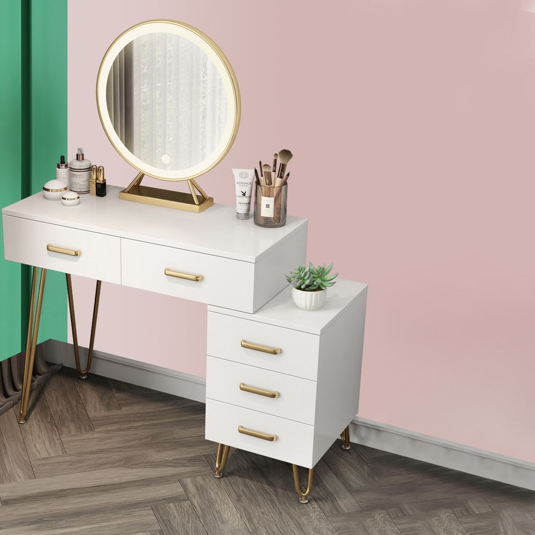 Wooden Vanity Desk in White Modern with Drawers Dressing Table