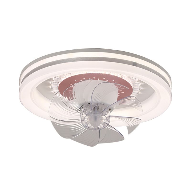 7-Blade Contemporary Ceiling Fan Polish Finish Fan with Light for Living Room