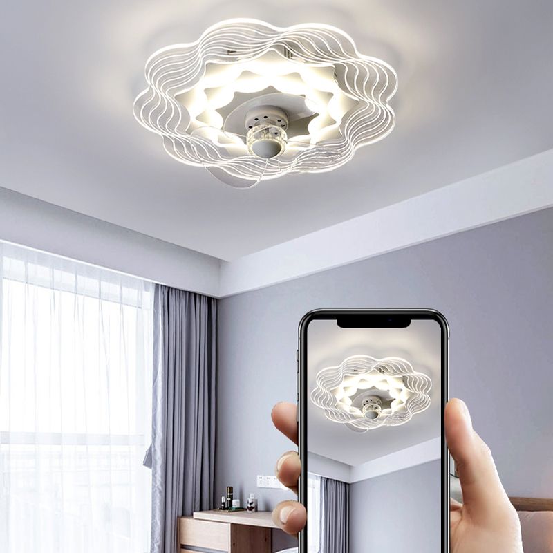 Modern Style Ceiling Fan Lamp LED Ceiling Mount Light with Acrylic Shade for Living Room