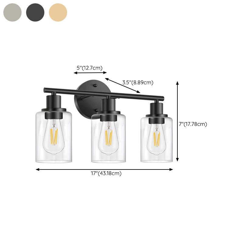 2 / 3 - Light Vanity Light Cylinder Clear Glass Shade Traditional Bathroom Vanity Lighting