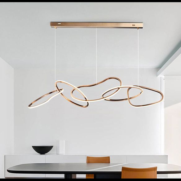 Nordic Simple suspendu plusieurs anneaux lustre pendant léger en métal plafonnier luminaire pour restaurant