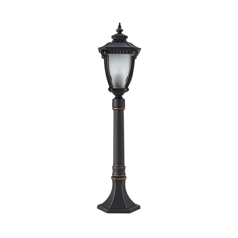 Black Bell Shade Path Lighting Retro Cream Glass Single Courtyard Landscape Light