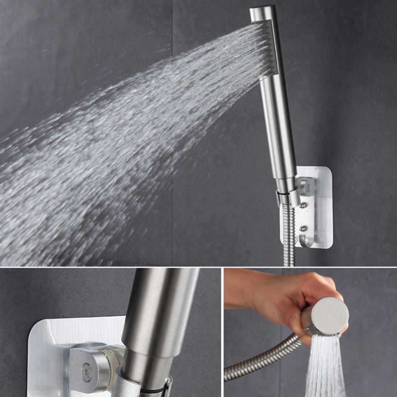 Cylindrical Hand Shower with Self-Cleaning Stainless Steel Wall-Mount Showerhead