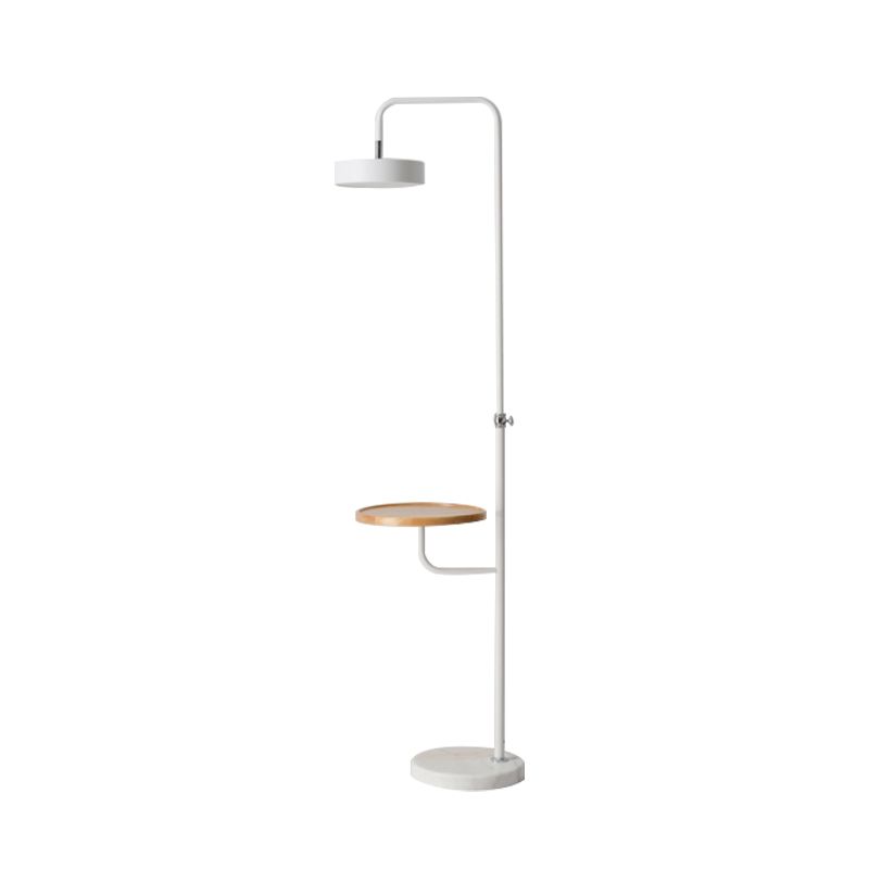 Finition blanche cercle de bureau de plan de plancher lampe modernisme LED Métal debout clair avec base en marbre