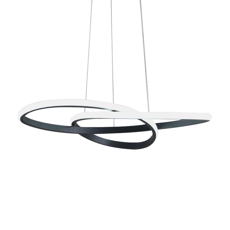 Twisted Chandelier Pendant Modern Acrylic Black Hanging Ceiling Light in Warm/White Light