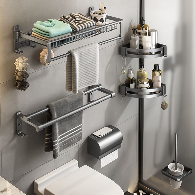 Gray Bathroom Accessory As Individual Or As a Set with Towel Bar/Bath Shelf/Robe Hooks