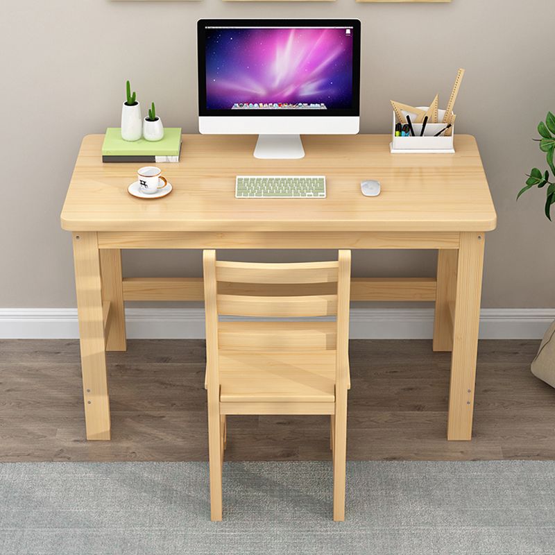 29.5" H Pine Office Desk Modern Home Writing Desk with H-shape Base