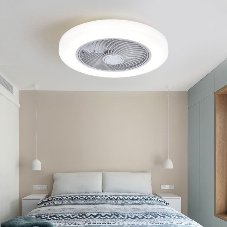 Ventilatore a led acrilico circolare ventola minimalista semi -rulli per la camera da letto