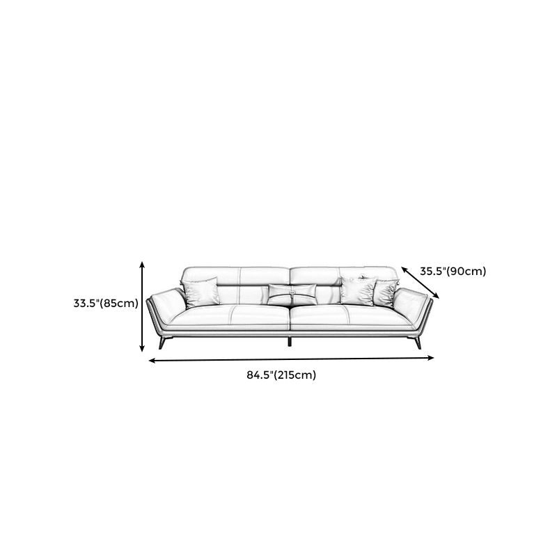 33.46" H Flared Arm Modern Sofa with Sewn Pillow Back Metal Legs Sofa