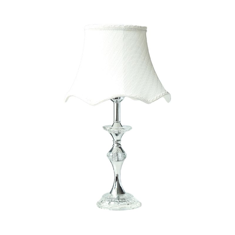 1 Head Dining Room Table Light Modern White Small Desk Lamp with Bell Fabric Shade