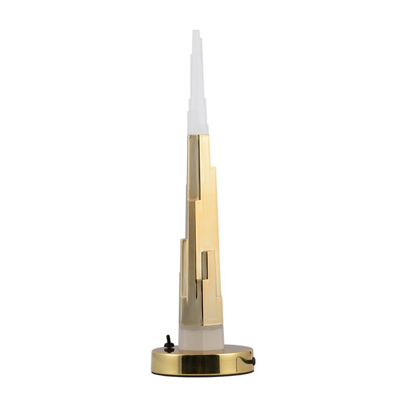 Burj Tower Nightstand Lamp Modernism Acrylic Study Room LED Table Lighting in White/Gold