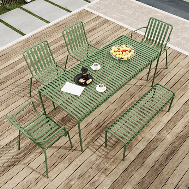 Modern Outdoor Chair Green Open Back With Arm Patio Dining Armchair