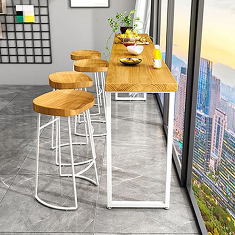 Pine Wood Bar Dining Table Modern Rectangle Bar Table with Sled Pedestal for Dining Room