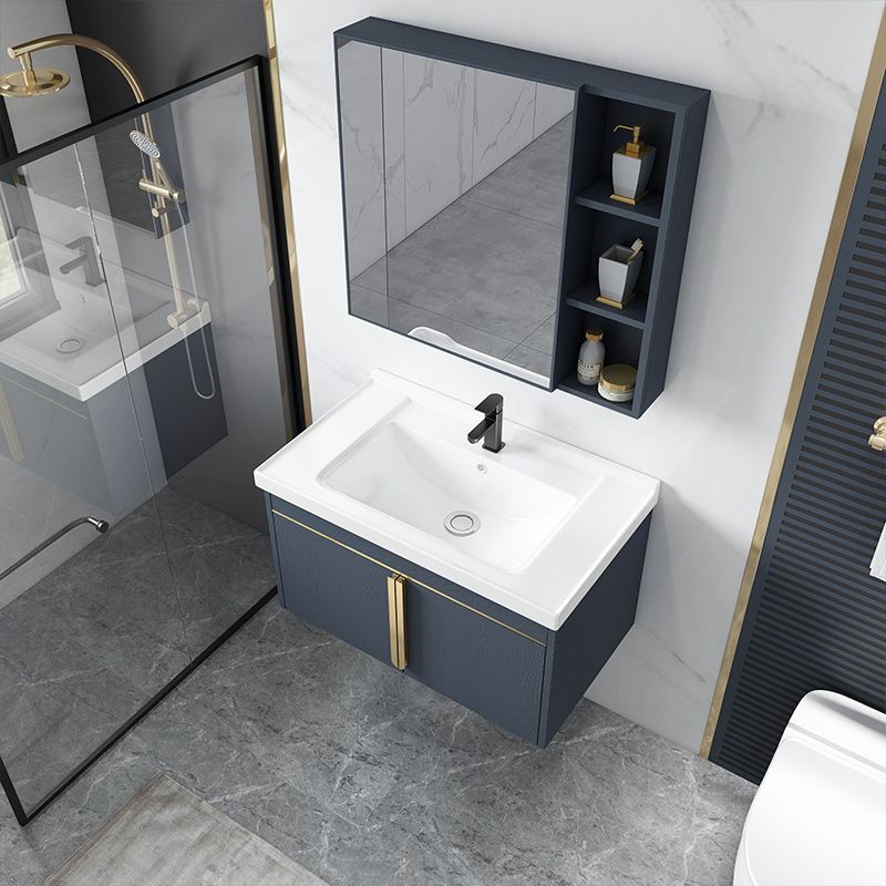 Modern Sink Vanity Metal Color Block Mount Bathroom Vanity Cabinet